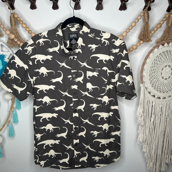 Super Massive Dino Dinosaur Print Button Down - Picture 1 of 3